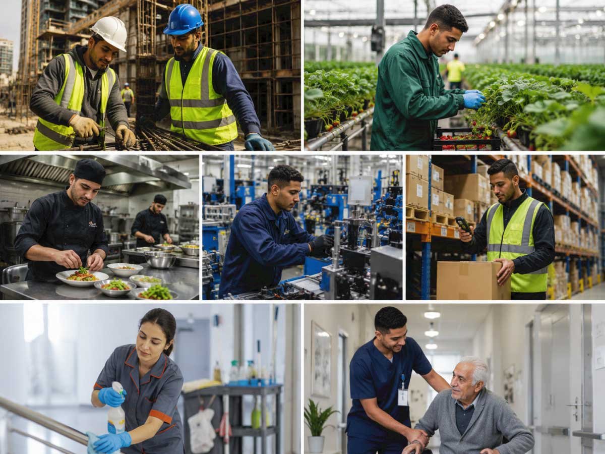 Skilled and semi-skilled workers from North Africa working across multiple industries